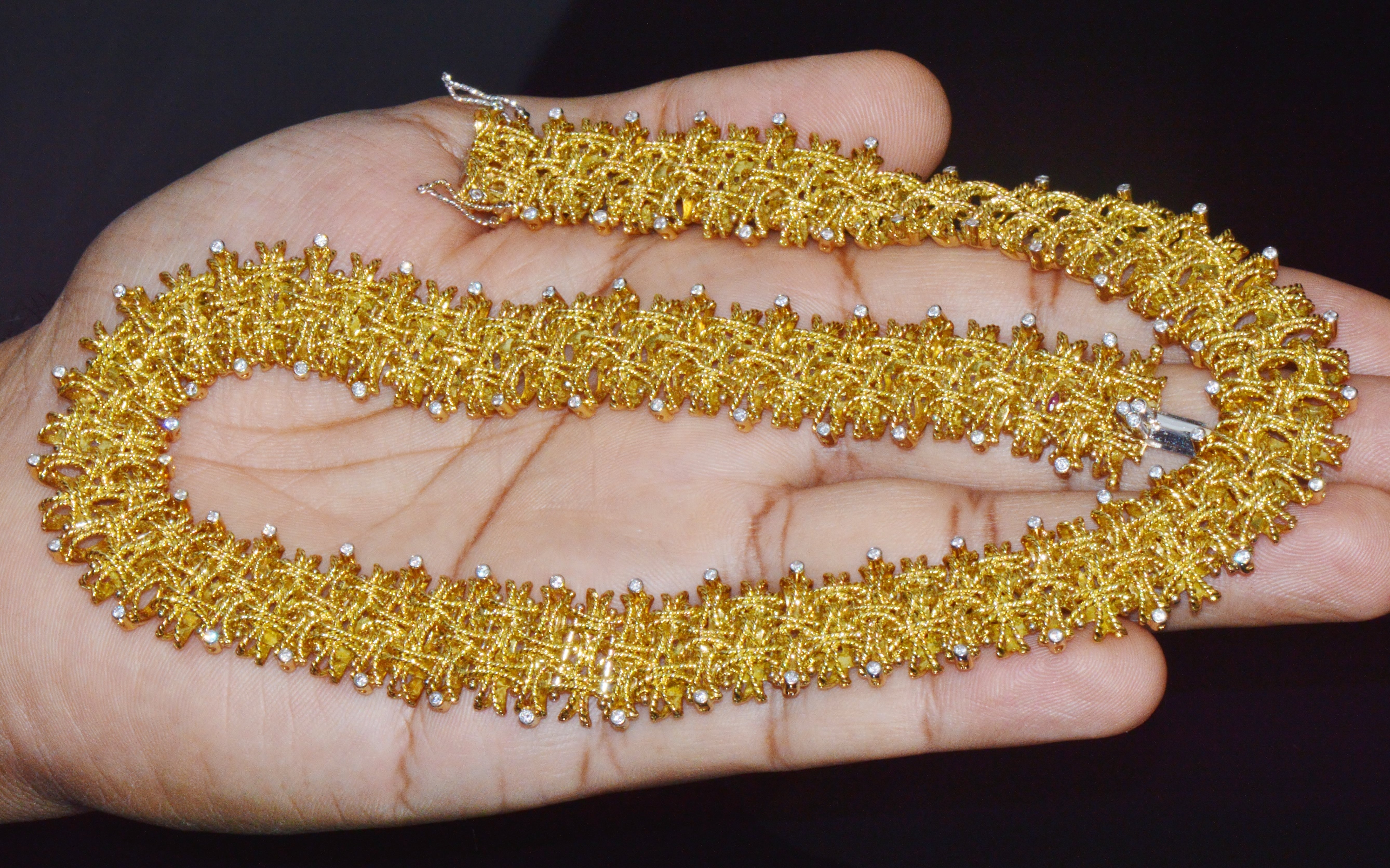 Roberto Coin Barocco 1.36CT Diamond Soild 18K Yellow Gold Collar Necklace 124.9G