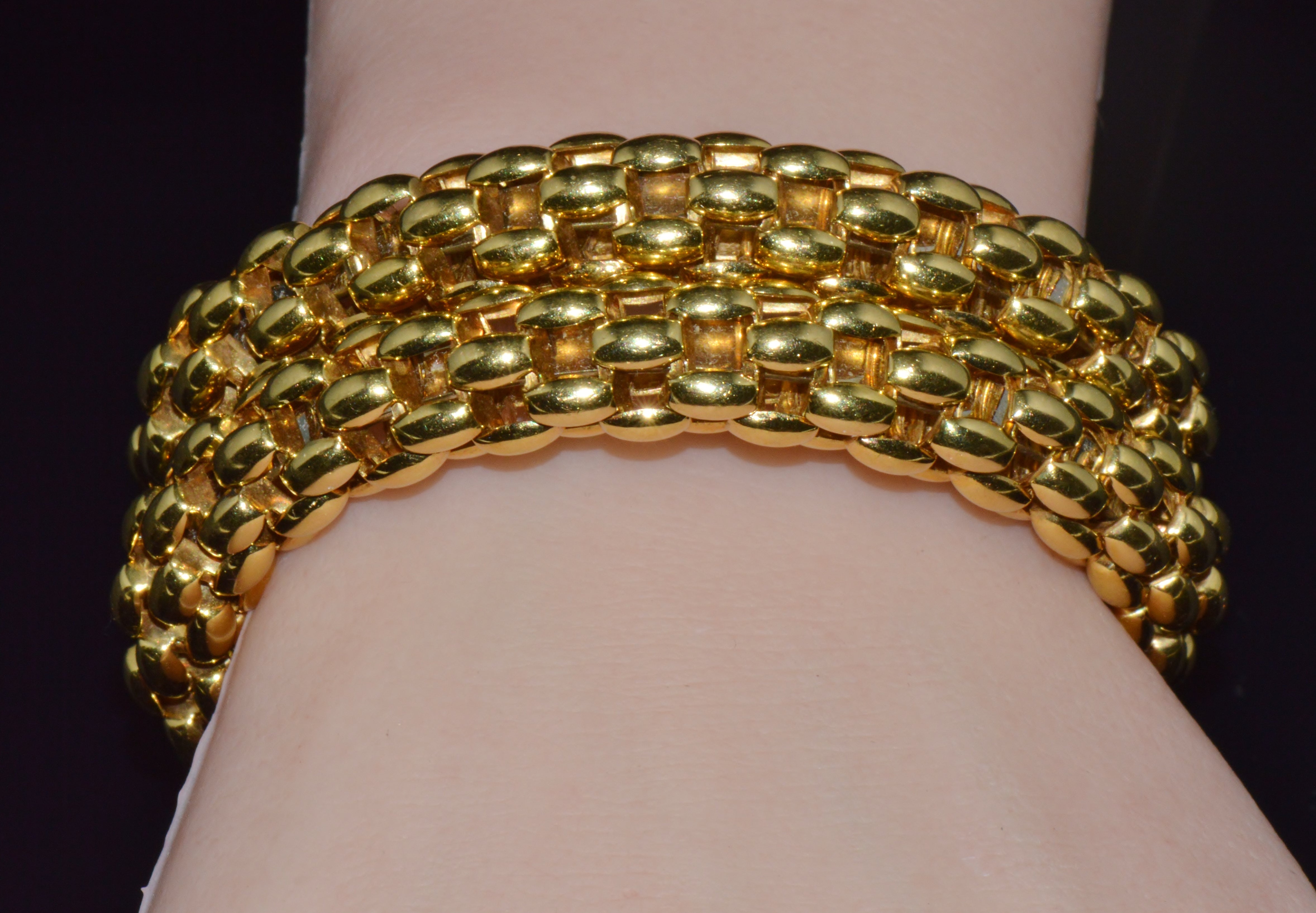 Vintage FOPE Flex’it Double Wrap Bangle Bracelet in 18K Yellow & White Gold