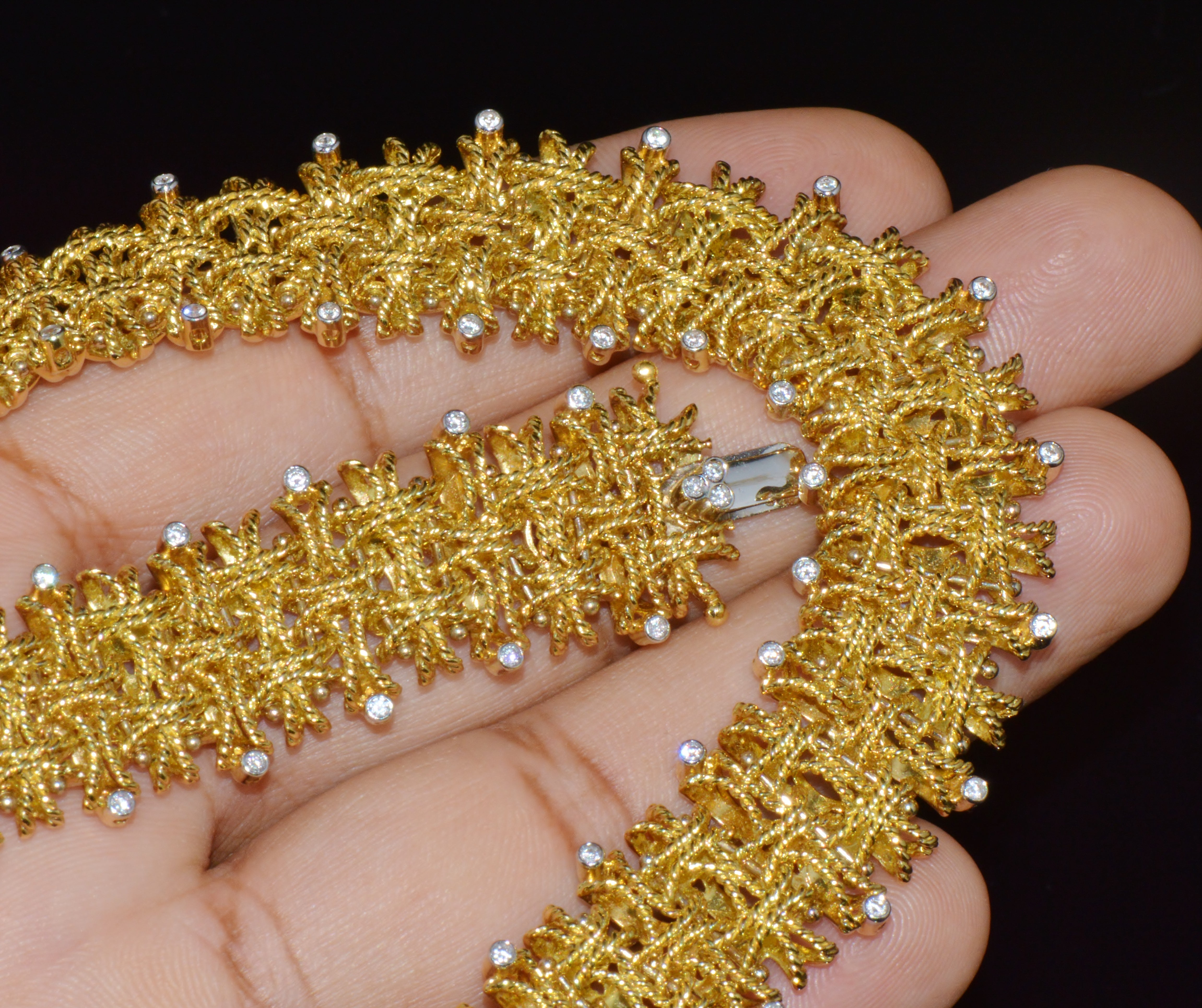 Roberto Coin Barocco 1.36CT Diamond Soild 18K Yellow Gold Collar Necklace 124.9G