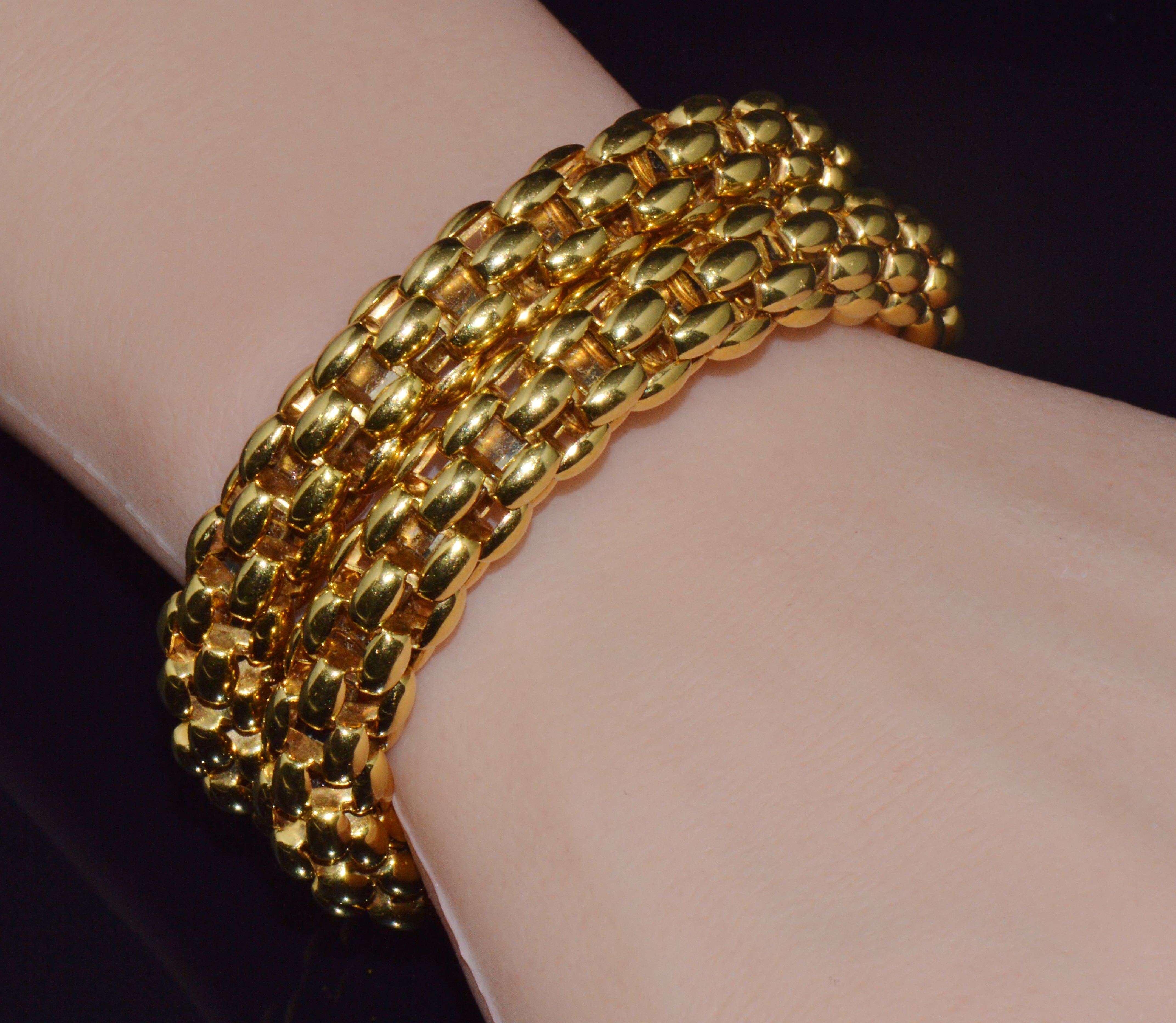 Vintage FOPE Flex’it Double Wrap Bangle Bracelet in 18K Yellow & White Gold