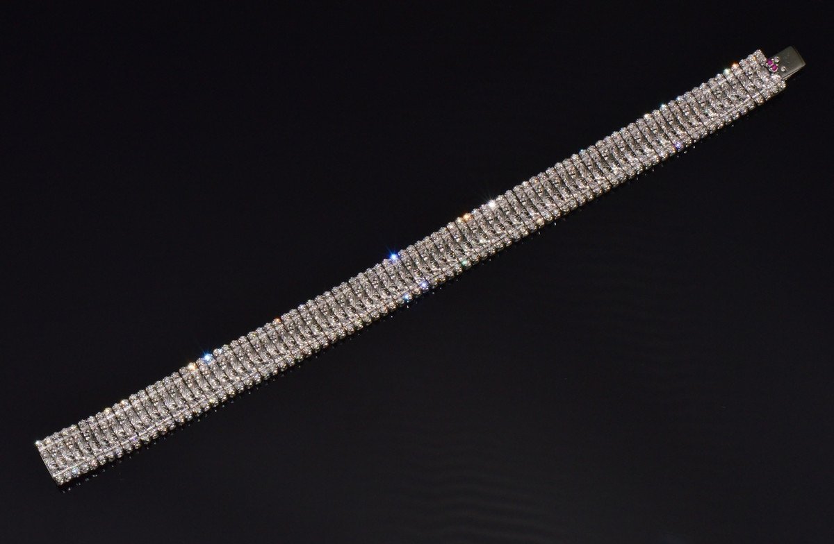 Authentic Roberto Coin 18K White Gold 2.08Cts Natural Diamond Flexible Link Bracelet