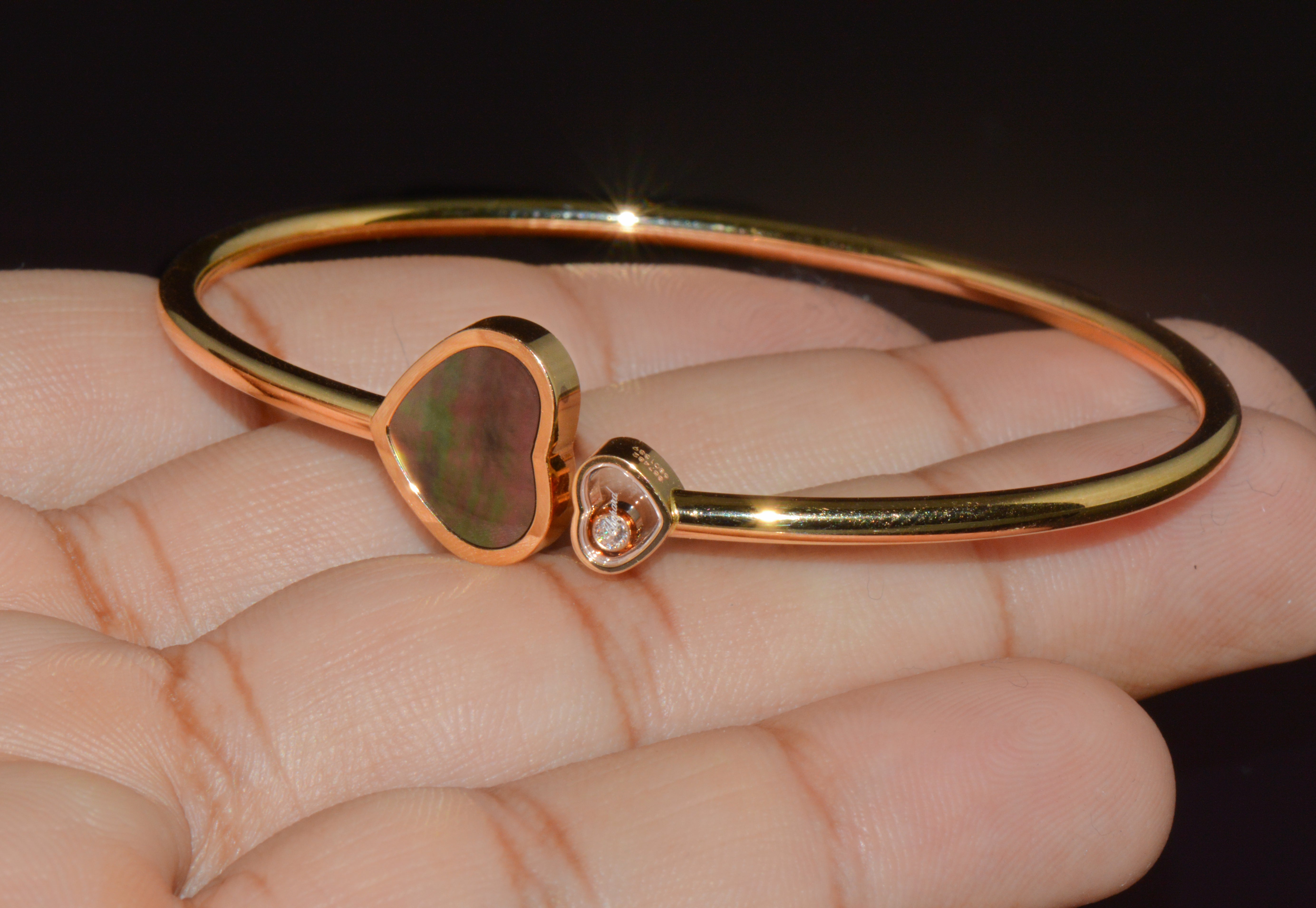 Chopard Happy Hearts Tahitian Mother-of-Pearl Diamond 18K Rose Gold Bangle
