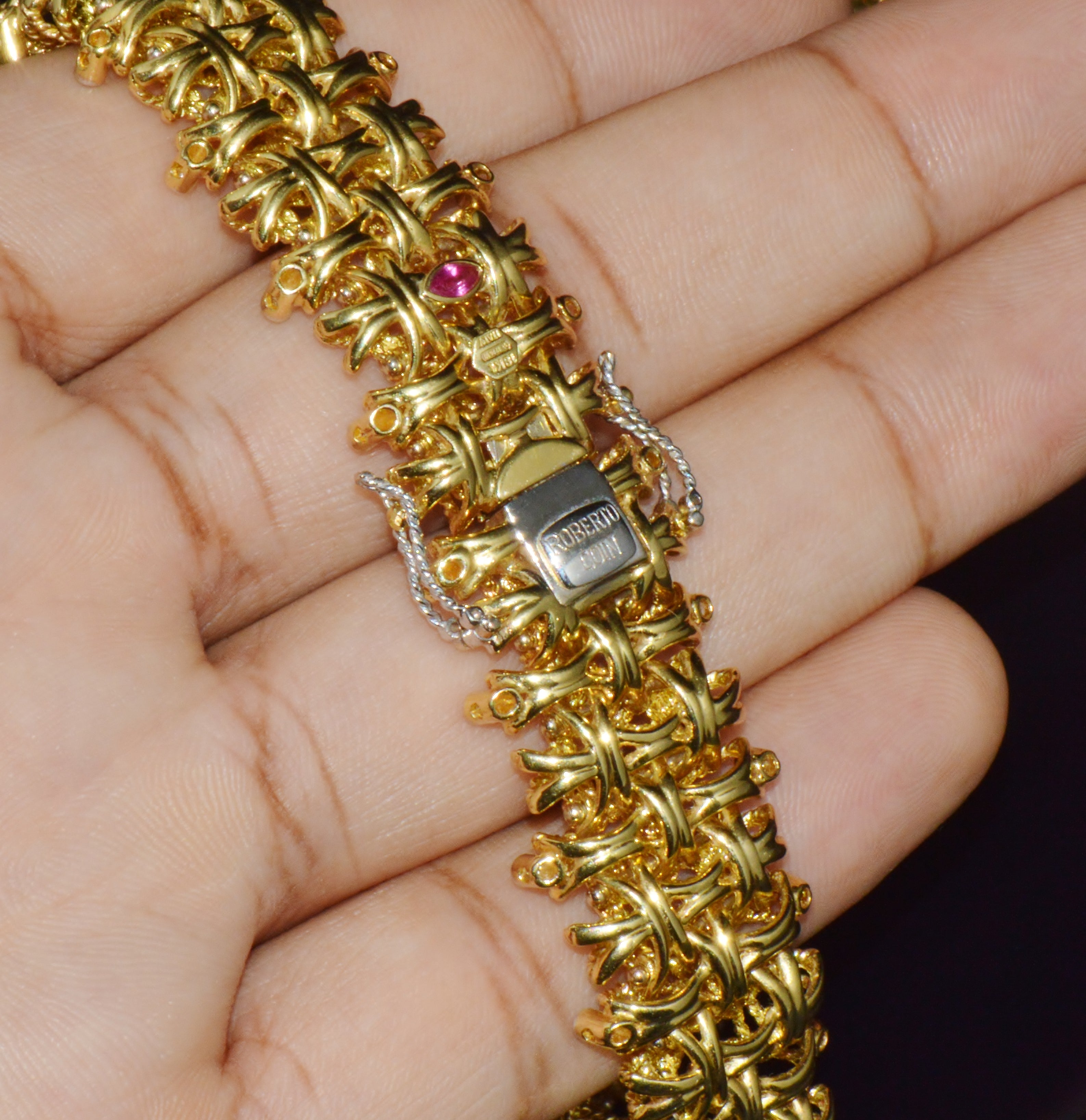 Roberto Coin Barocco 1.36CT Diamond Soild 18K Yellow Gold Collar Necklace 124.9G
