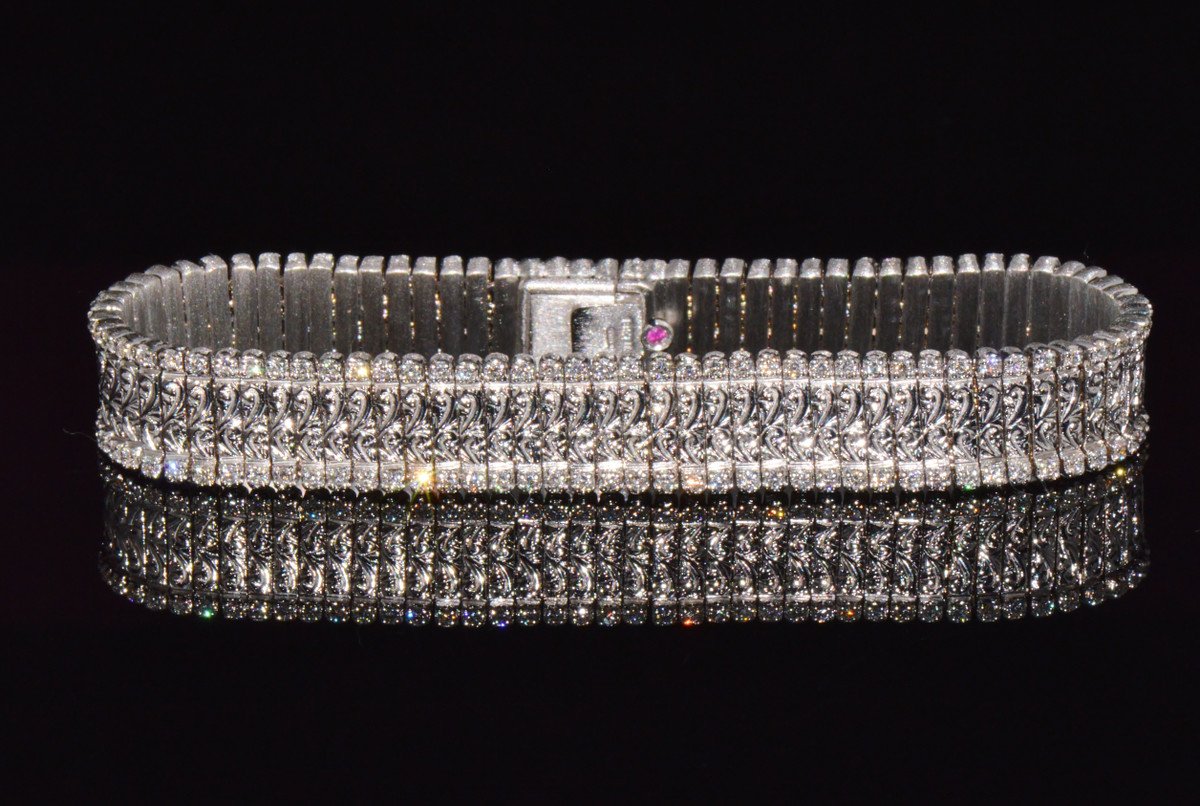 Authentic Roberto Coin 18K White Gold 2.08Cts Natural Diamond Flexible Link Bracelet