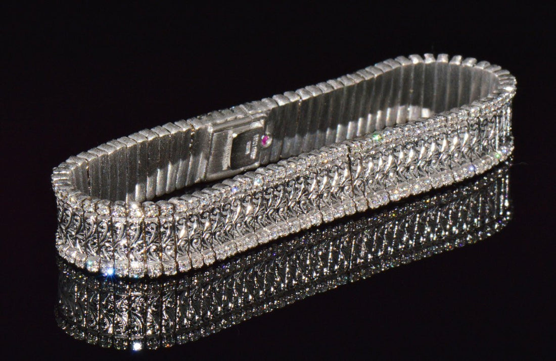 Authentic Roberto Coin 18K White Gold 2.08Cts Natural Diamond Flexible Link Bracelet