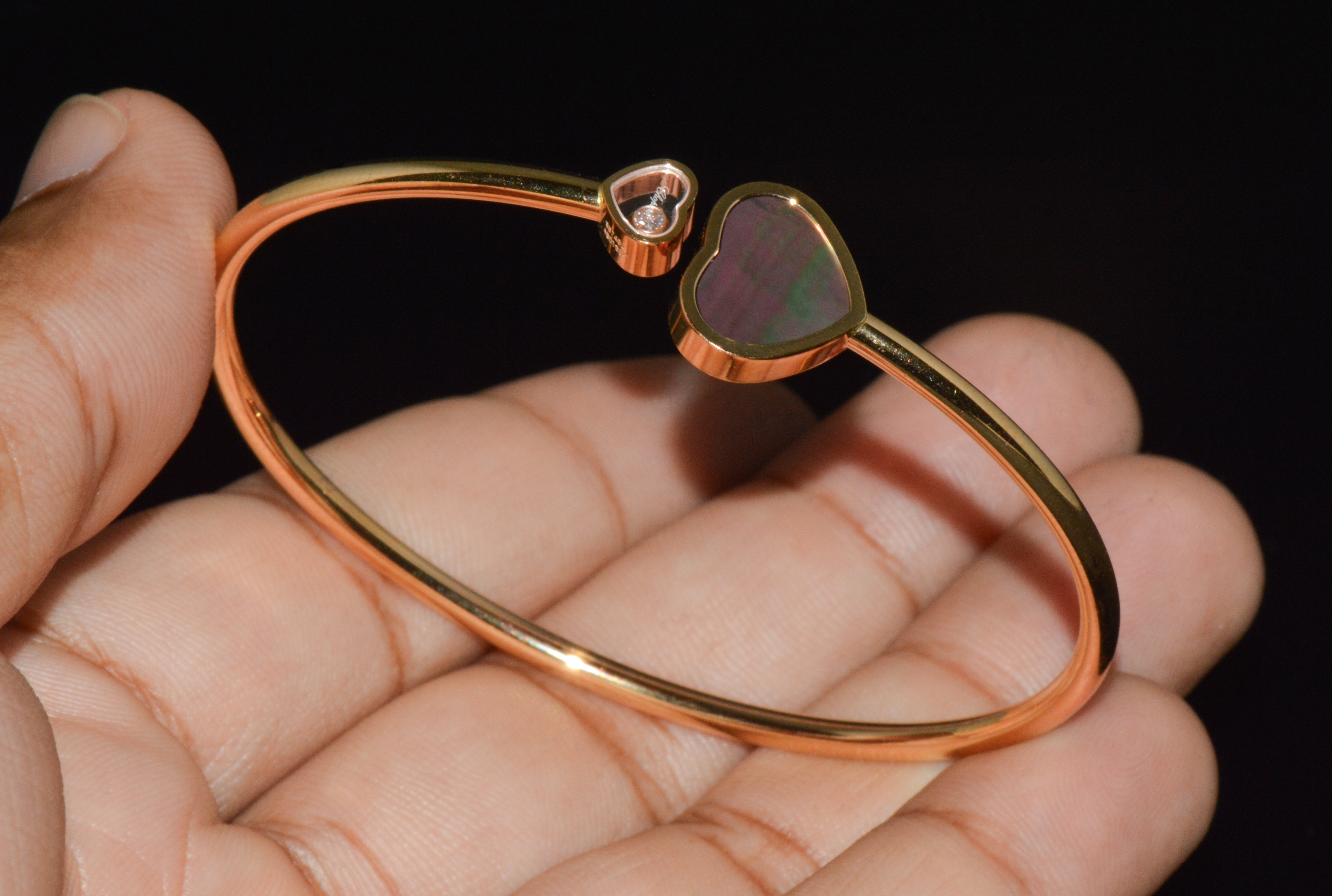 Chopard Happy Hearts Tahitian Mother-of-Pearl Diamond 18K Rose Gold Bangle