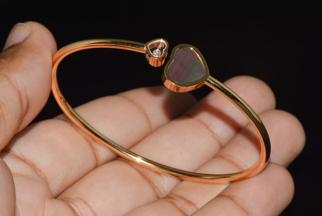 Chopard Happy Hearts Tahitian Mother-of-Pearl Diamond 18K Rose Gold Bangle