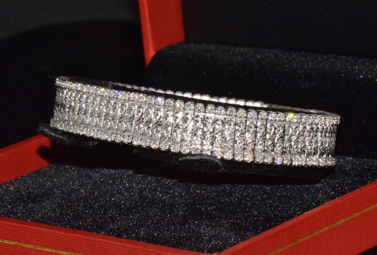 Authentic Roberto Coin 18K White Gold 2.08Cts Natural Diamond Flexible Link Bracelet