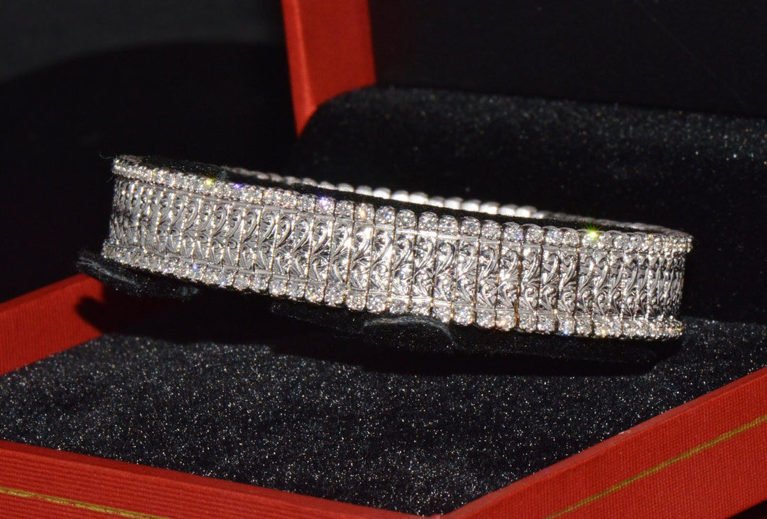 Authentic Roberto Coin 18K White Gold 2.08Cts Natural Diamond Flexible Link Bracelet