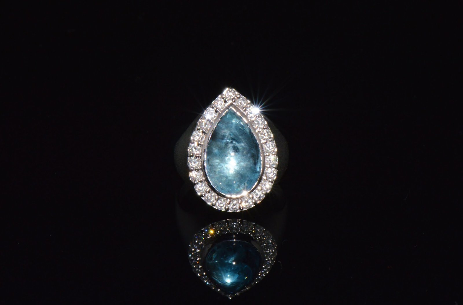 Certified Natural 6.19Cts VS F Diamond Aquamarine 18K Solid Gold Cocktail Halo Ring