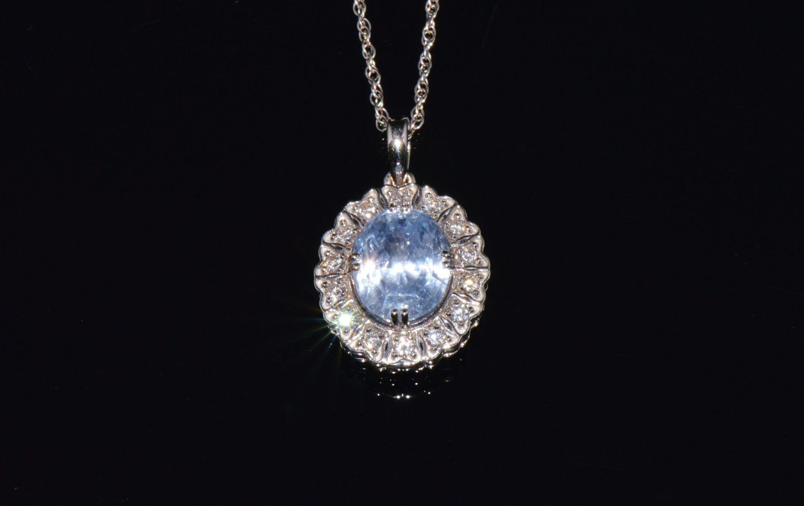 GIA Certified Natural 7.98CTS VS F Diamond Blue Sapphire 18K Solid Gold Slide Pendant Necklace