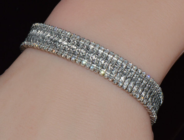 Authentic Roberto Coin 18K White Gold 2.08Cts Natural Diamond Flexible Link Bracelet
