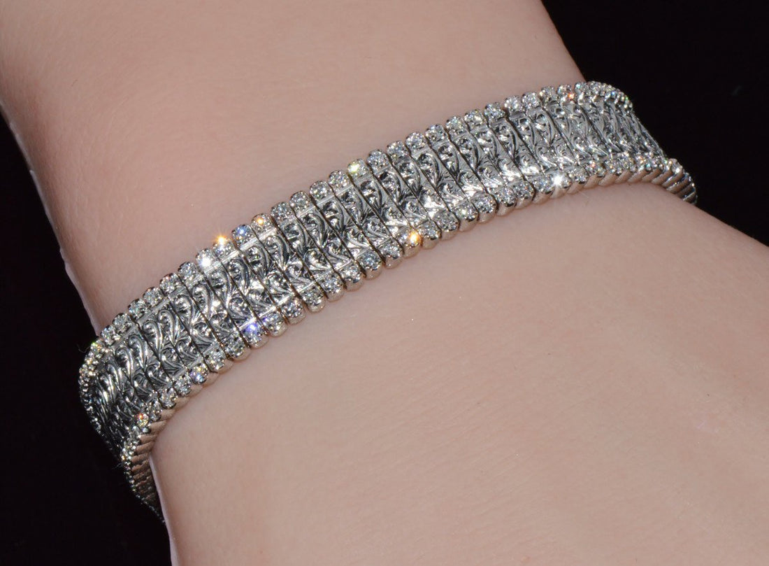 Authentic Roberto Coin 18K White Gold 2.08Cts Natural Diamond Flexible Link Bracelet