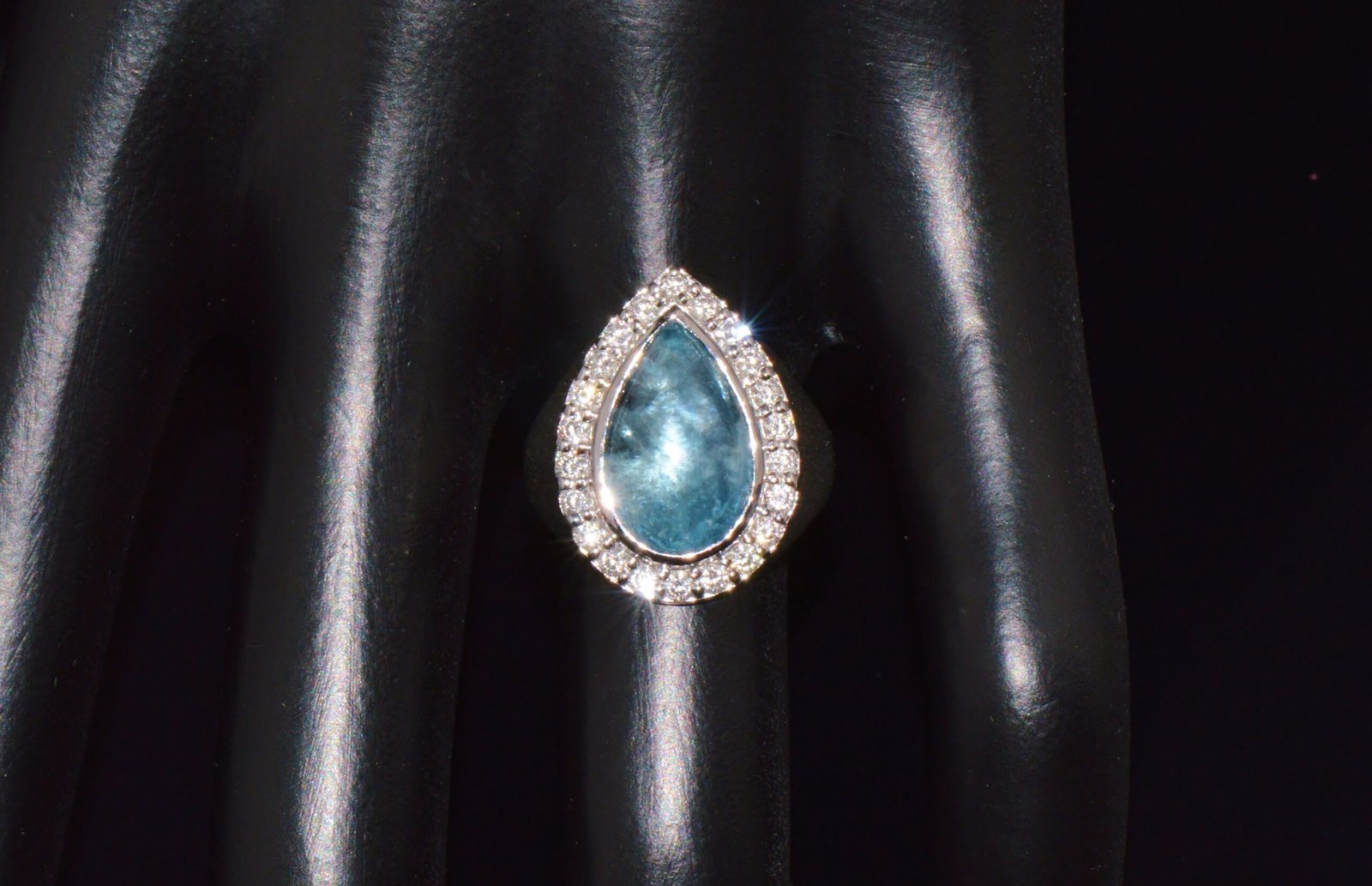 Certified Natural 6.19Cts VS F Diamond Aquamarine 18K Solid Gold Cocktail Halo Ring