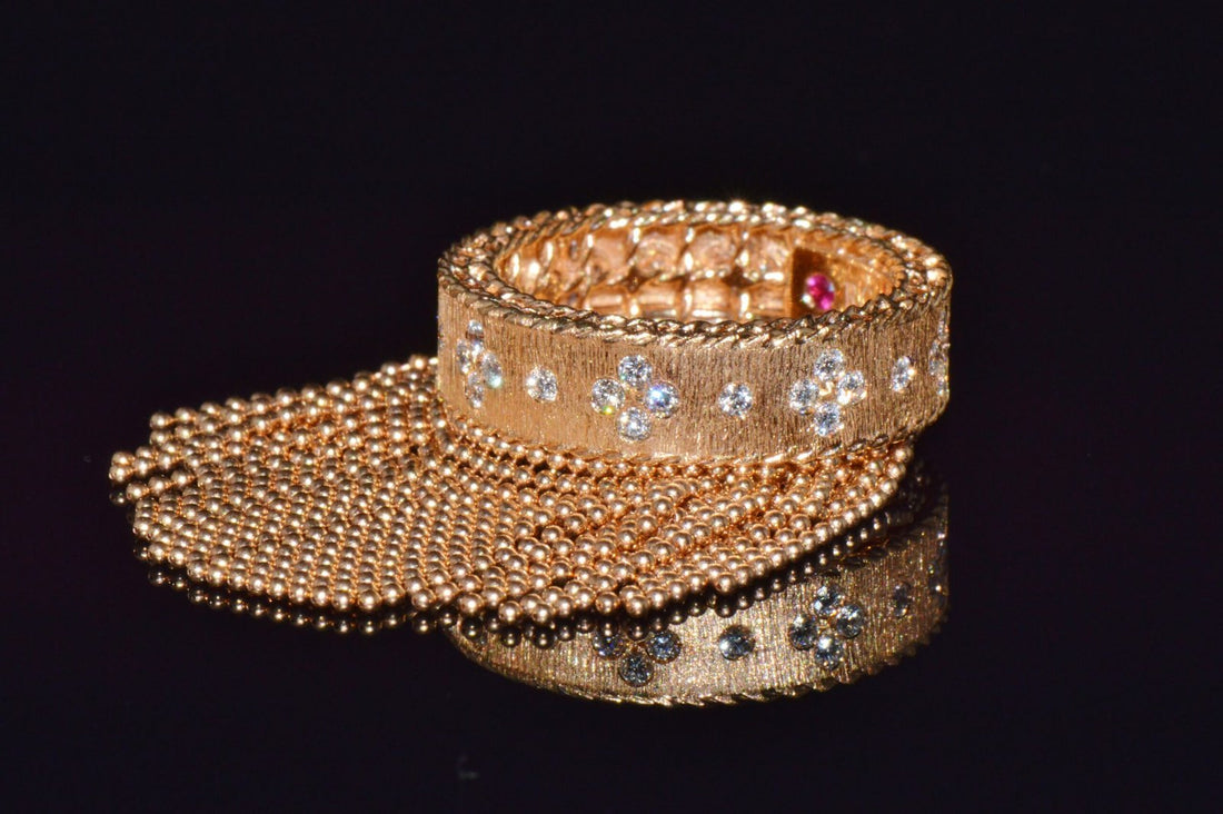 Authentic Roberto Coin Princess Tassel Fringe Diamond Ring 18K Rose Gold