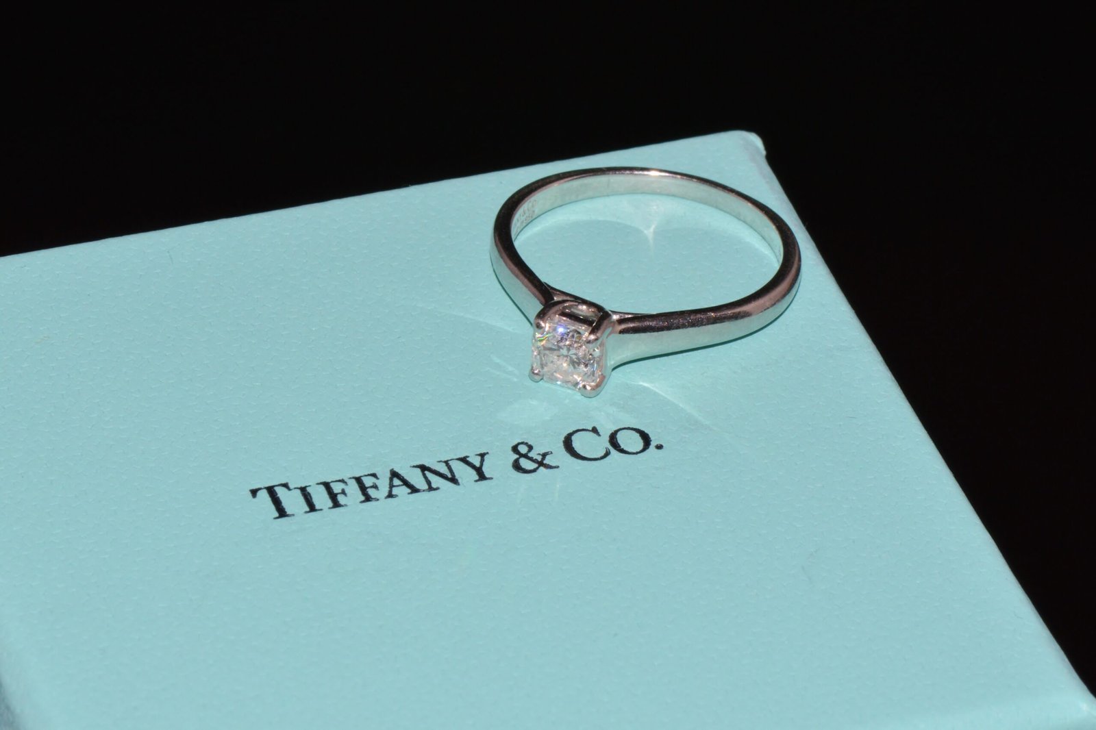 Authentic Tiffany & Co. Lucida Natural .50Cts VS1 F Diamond  950 Platinum Engagement Ring