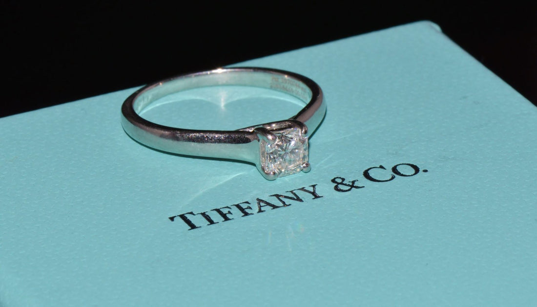 Authentic Tiffany & Co. Lucida Natural .50Cts VS1 F Diamond  950 Platinum Engagement Ring