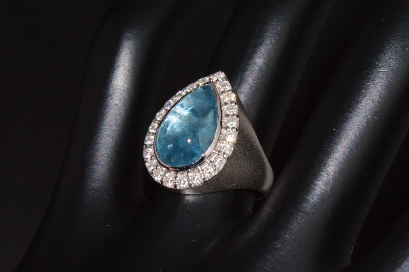 Certified Natural 6.19Cts VS F Diamond Aquamarine 18K Solid Gold Cocktail Halo Ring