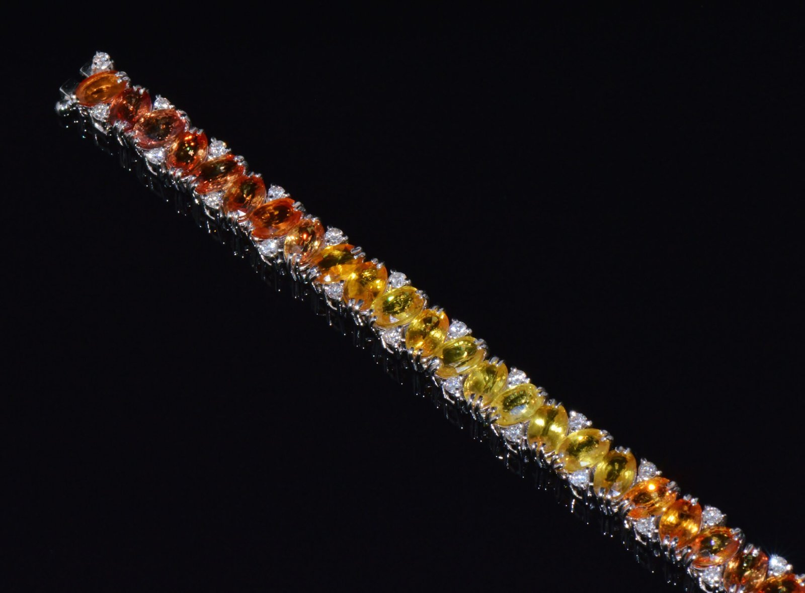 Certified Natural 26.80CTS VS F Diamond Sunset Gradient Sapphire 18K Solid Gold Tennis Stacking Bracelet