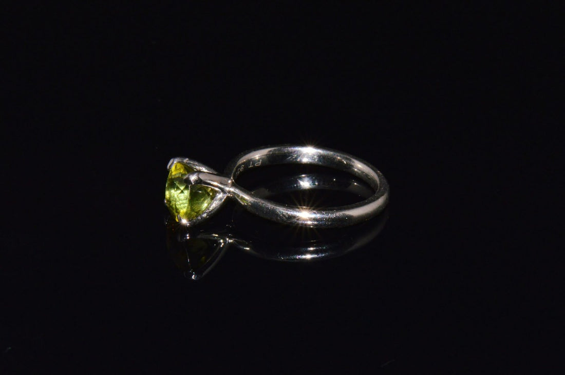 Certified Natural 1.70Cts Tourmaline Solid 950 Platinum Solitaire Stacking Ring