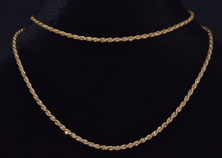 Estate Italian 14K Two-Tone Gold Twisted Rope Chain Unisex Necklace – 30.25 Inches