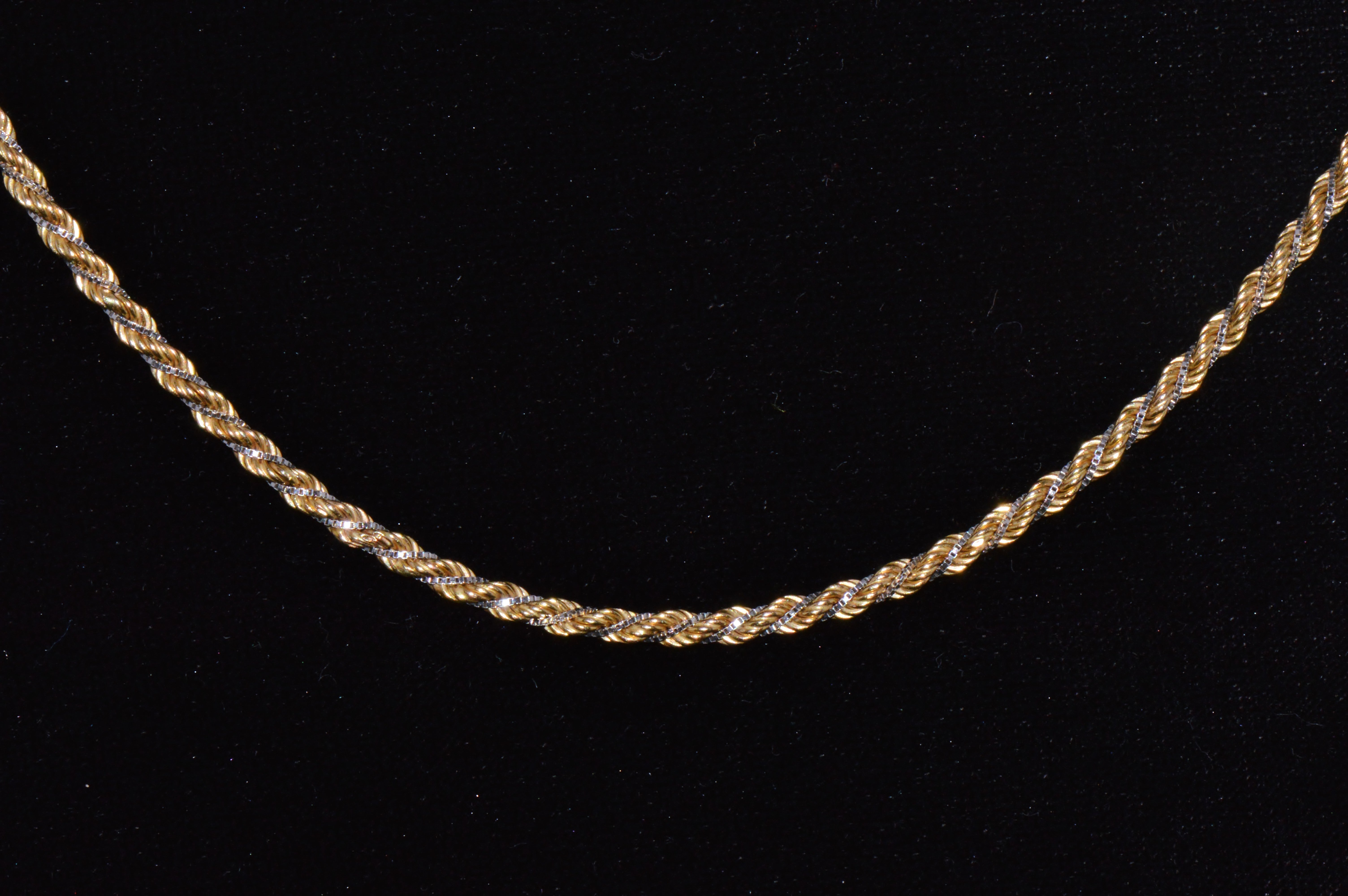 Estate Italian 14K Two-Tone Gold Twisted Rope Chain Unisex Necklace – 30.25 Inches