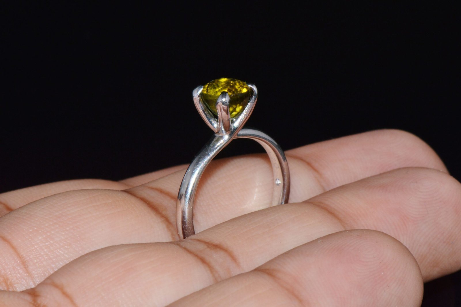 Certified Natural 1.70Cts Tourmaline Solid 950 Platinum Solitaire Stacking Ring