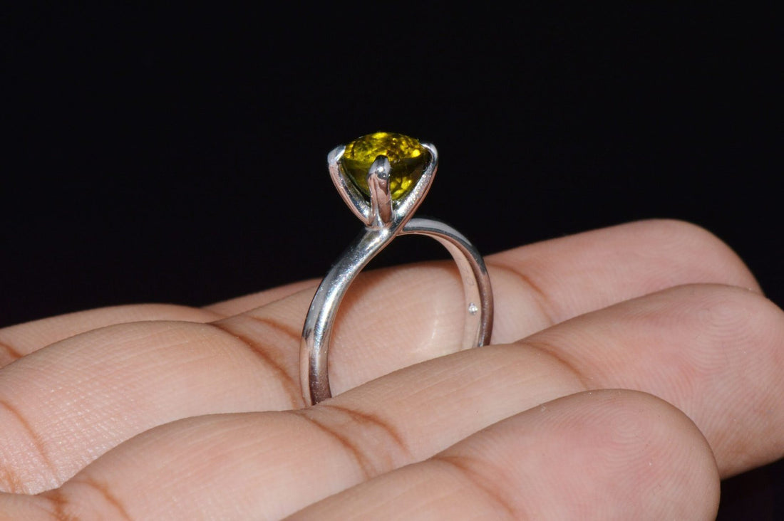 Certified Natural 1.70Cts Tourmaline Solid 950 Platinum Solitaire Stacking Ring
