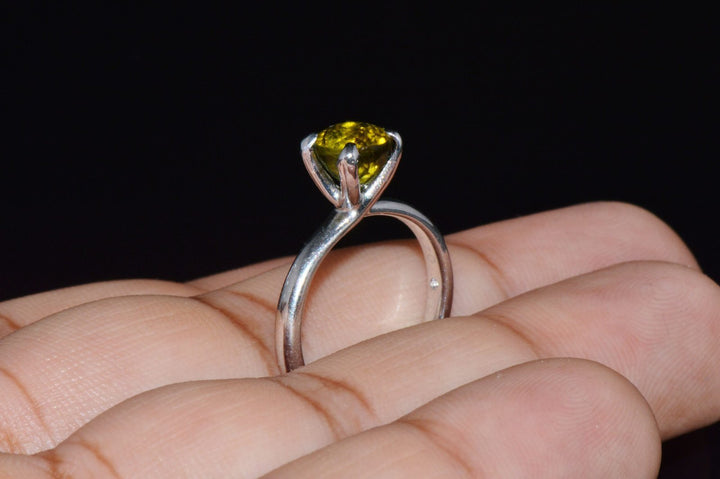Certified Natural 1.70Cts Tourmaline Solid 950 Platinum Solitaire Stacking Ring