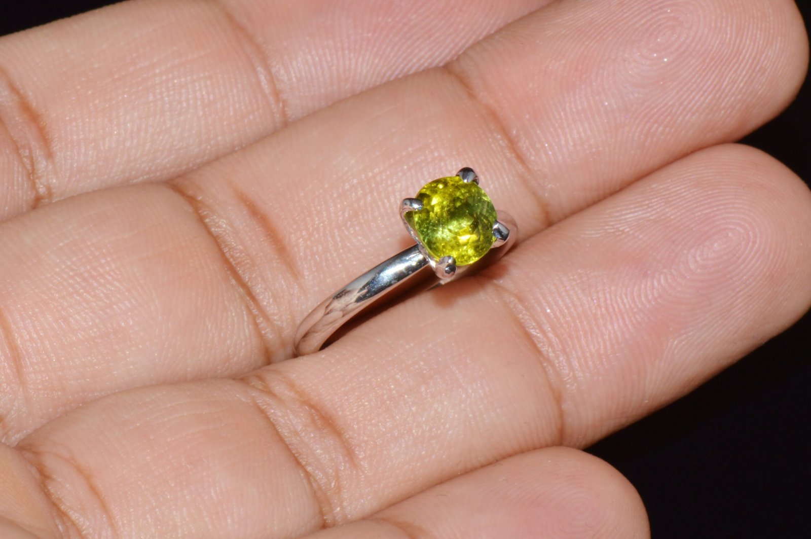 Certified Natural 1.70Cts Tourmaline Solid 950 Platinum Solitaire Stacking Ring