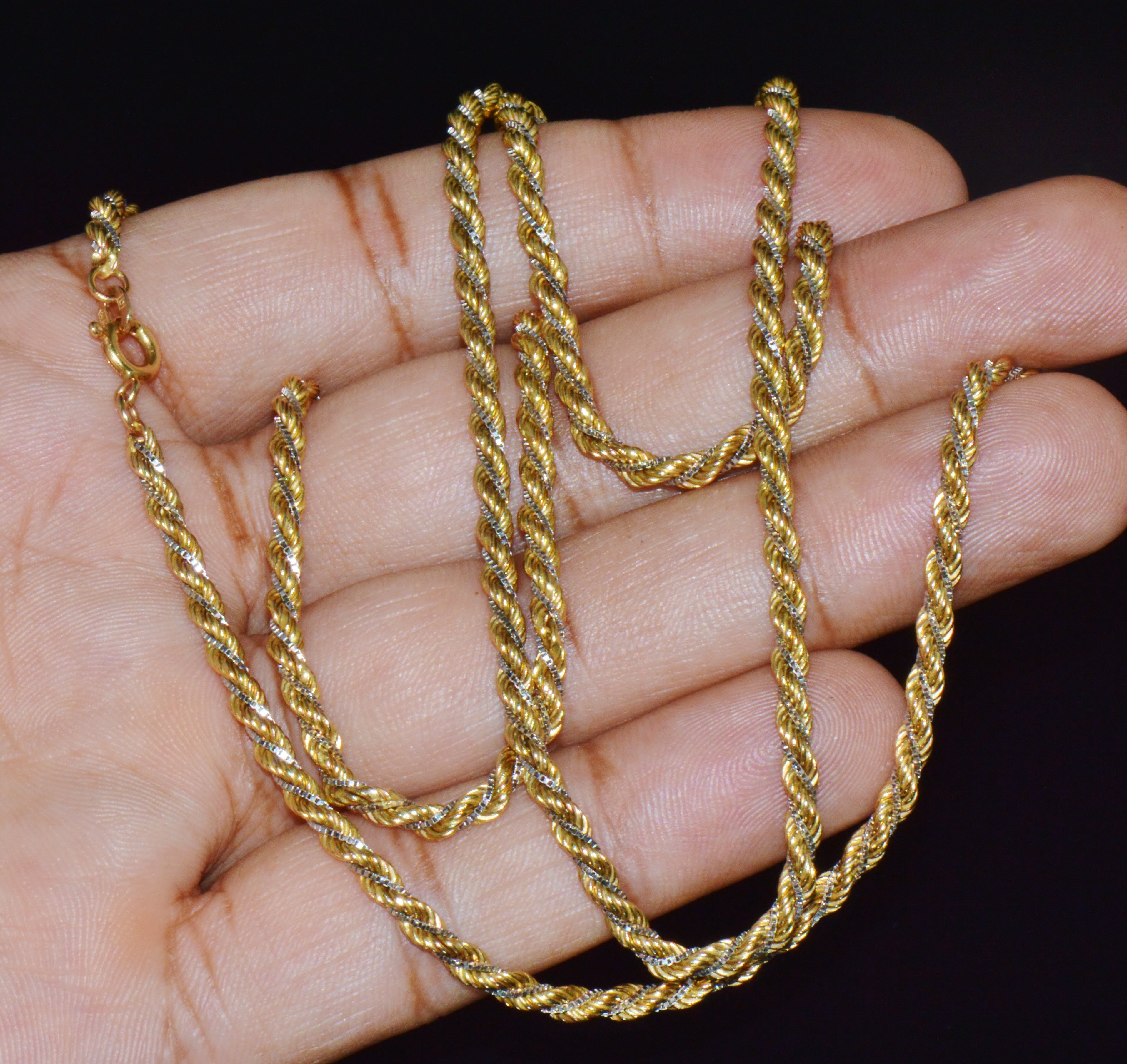 Estate Italian 14K Two-Tone Gold Twisted Rope Chain Unisex Necklace – 30.25 Inches