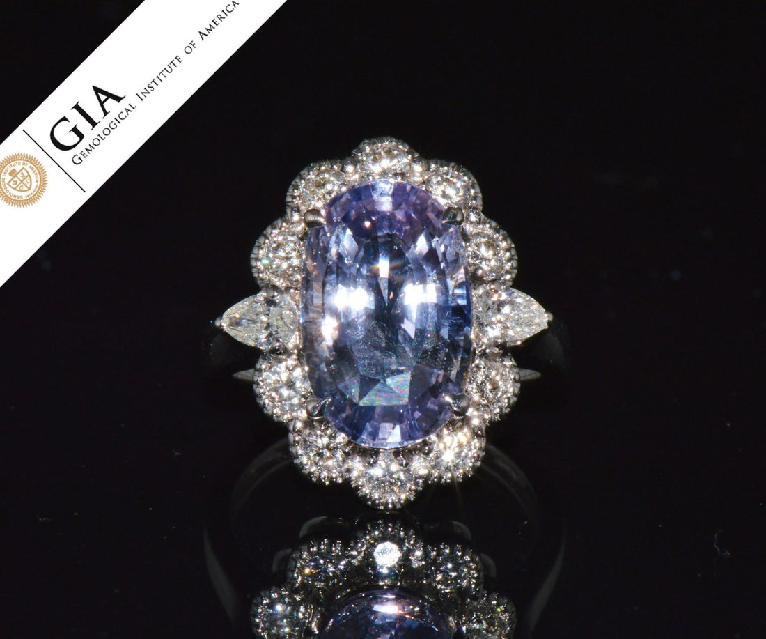 GIA Natural 9.66CTS VS F Diamond No Heat Sapphire 18K Gold Dinner Halo Ring