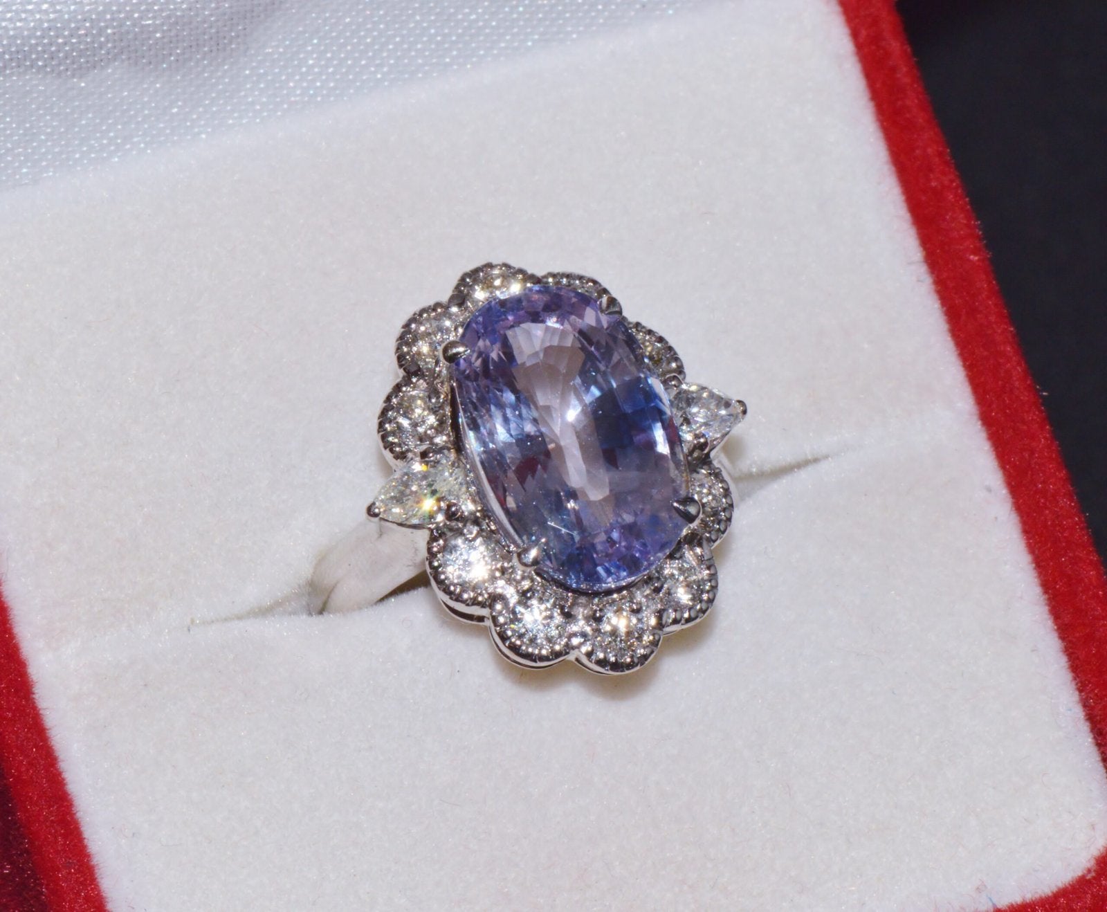 GIA Natural 9.66CTS VS F Diamond No Heat Sapphire 18K Gold Dinner Halo Ring