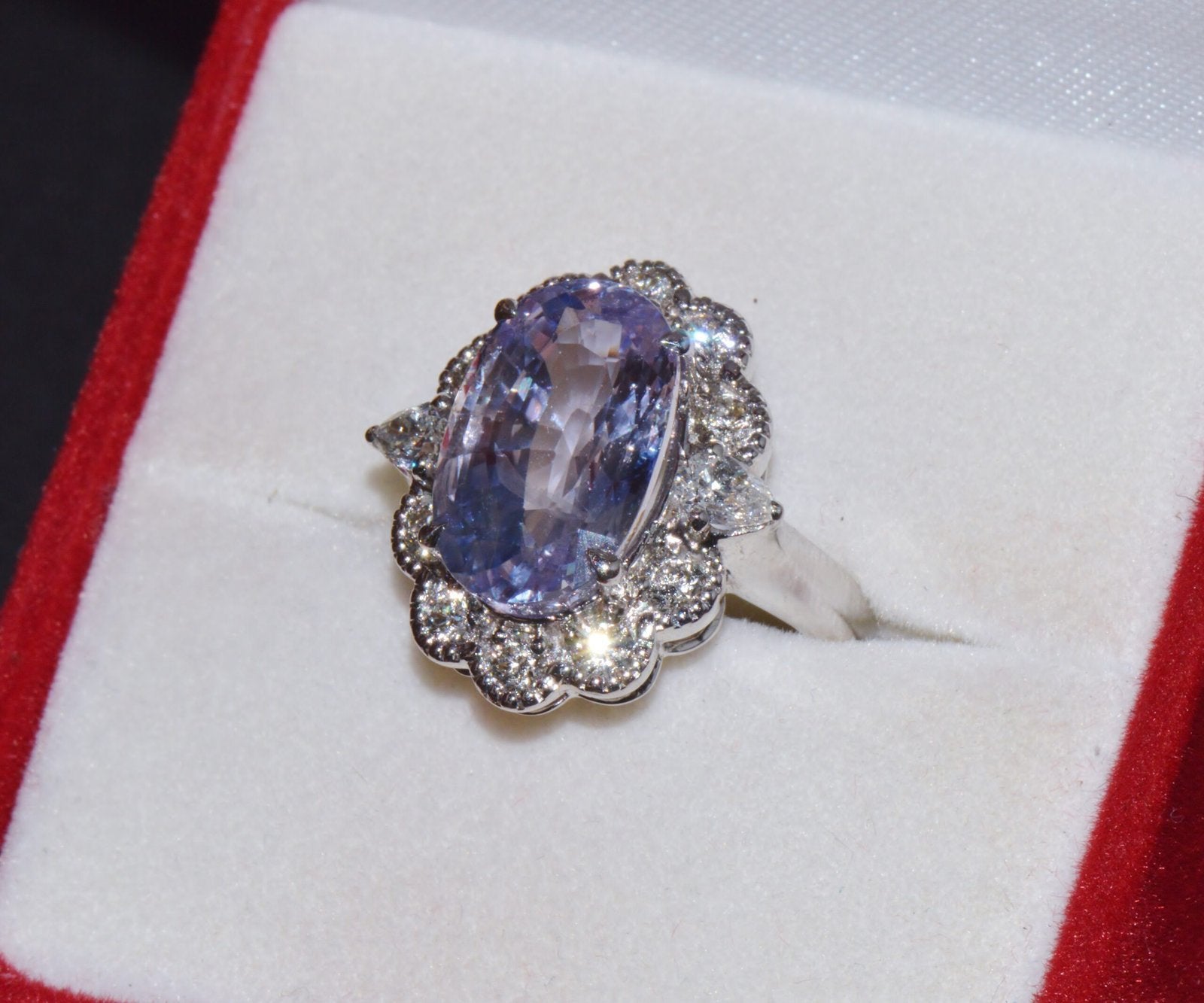 GIA Natural 9.66CTS VS F Diamond No Heat Sapphire 18K Gold Dinner Halo Ring