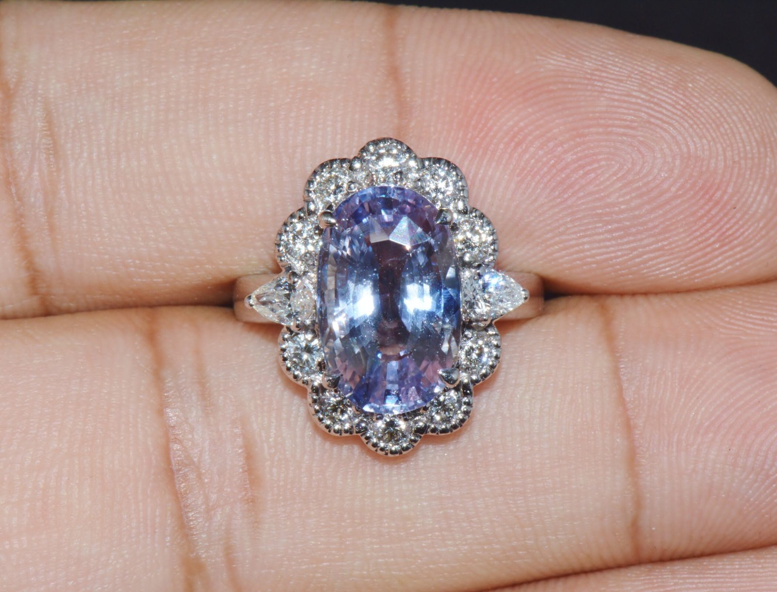 GIA Natural 9.66CTS VS F Diamond No Heat Sapphire 18K Gold Dinner Halo Ring