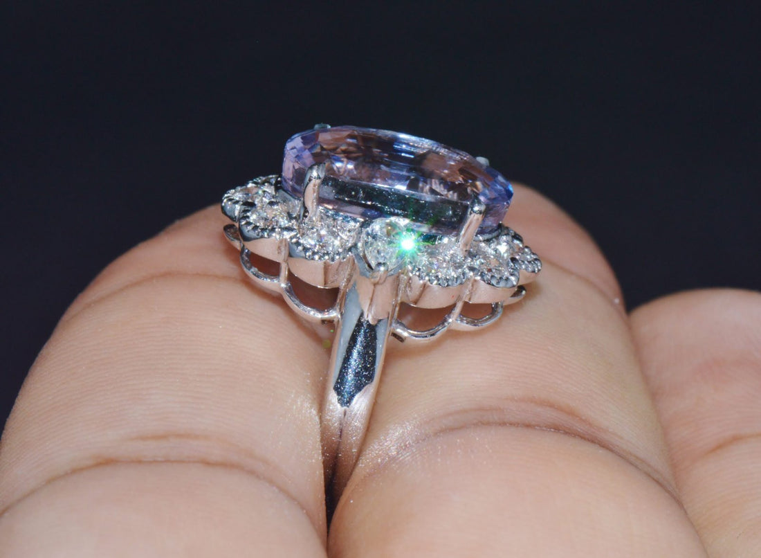 GIA Natural 9.66CTS VS F Diamond No Heat Sapphire 18K Gold Dinner Halo Ring