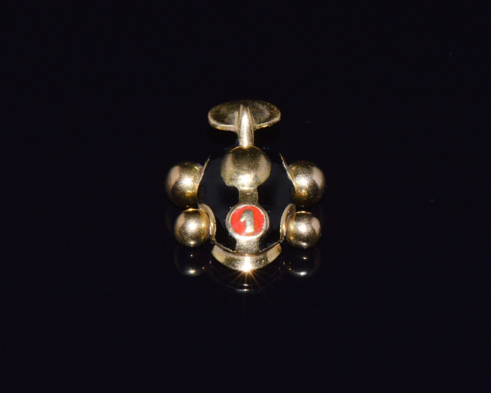 Designer Aaron Basha Enamel Solid 18k Gold #1 Race Car Charm Pendant