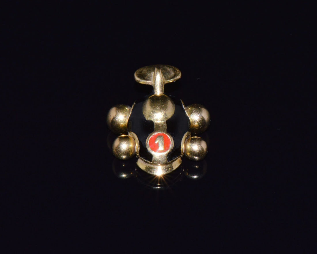 Designer Aaron Basha Enamel Solid 18k Gold #1 Race Car Charm Pendant