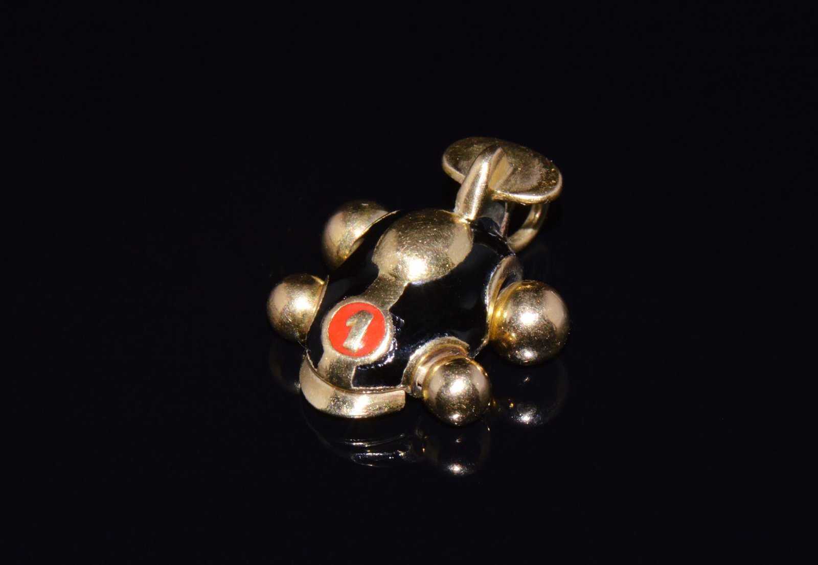 Designer Aaron Basha Enamel Solid 18k Gold #1 Race Car Charm Pendant