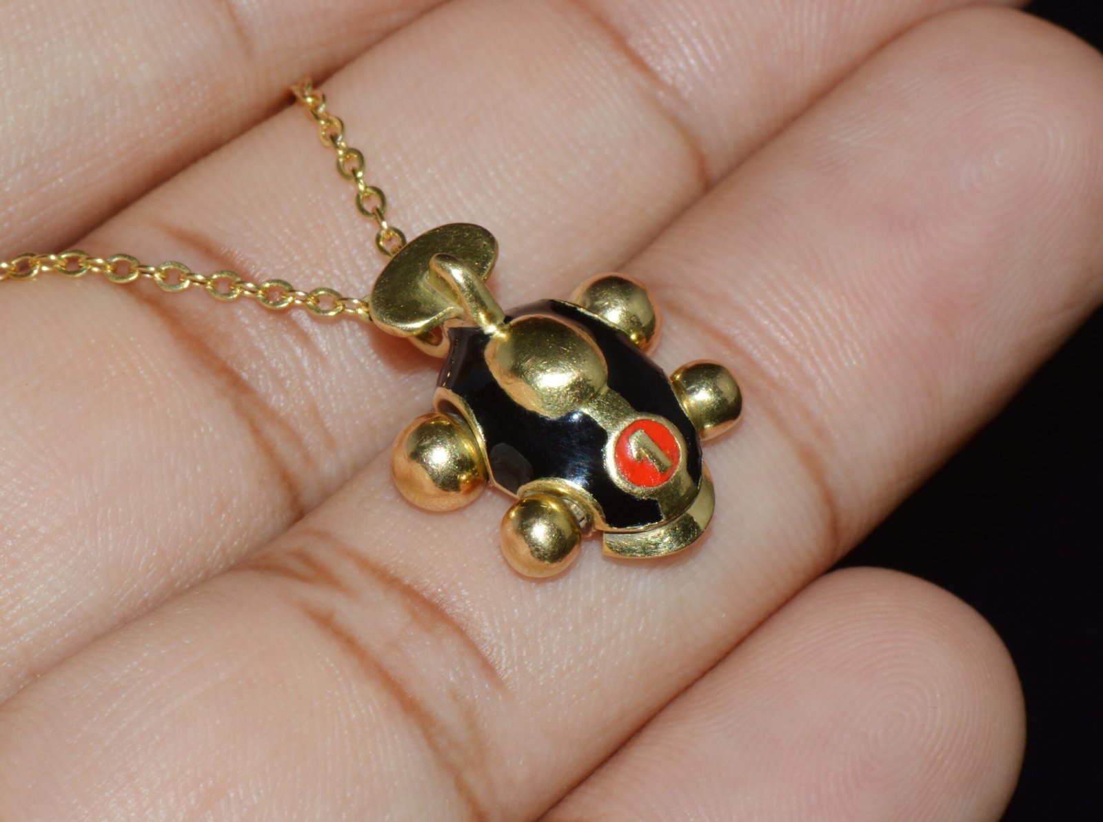 Designer Aaron Basha Enamel Solid 18k Gold #1 Race Car Charm Pendant