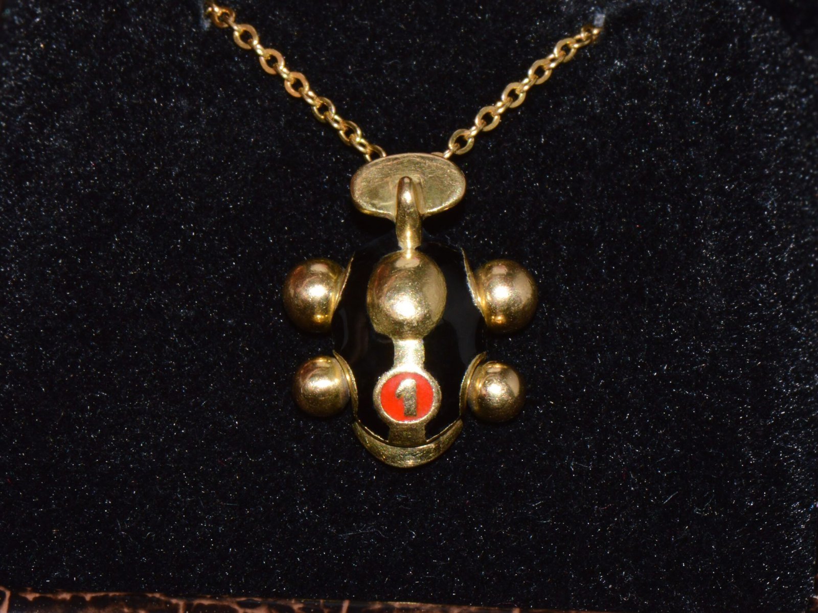 Designer Aaron Basha Enamel Solid 18k Gold #1 Race Car Charm Pendant