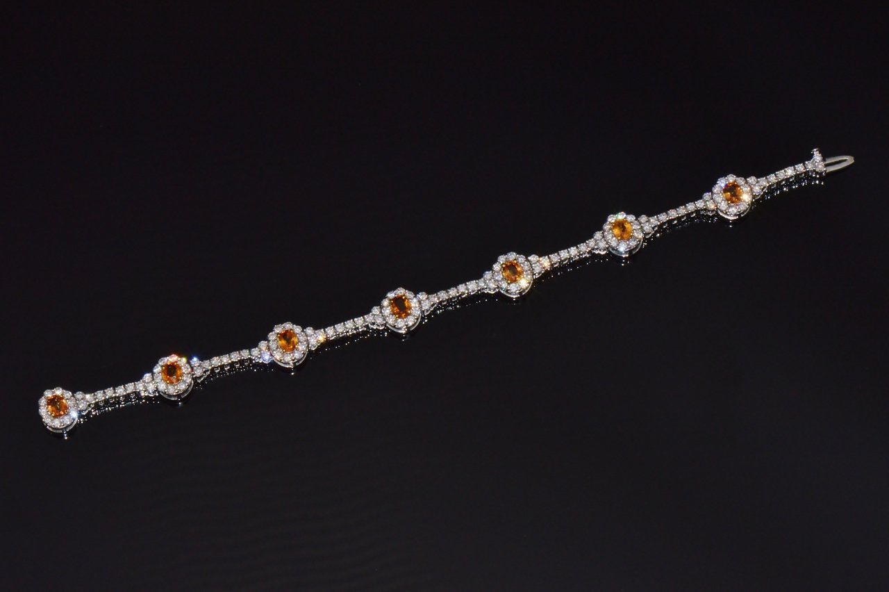 Certified Natural 8.16CTS VS F Diamond Yellow Sapphire 18K Solid Gold Tennis Stacking Bracelet