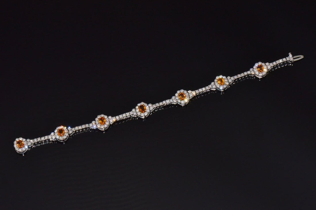 Certified Natural 8.16CTS VS F Diamond Yellow Sapphire 18K Solid Gold Tennis Stacking Bracelet