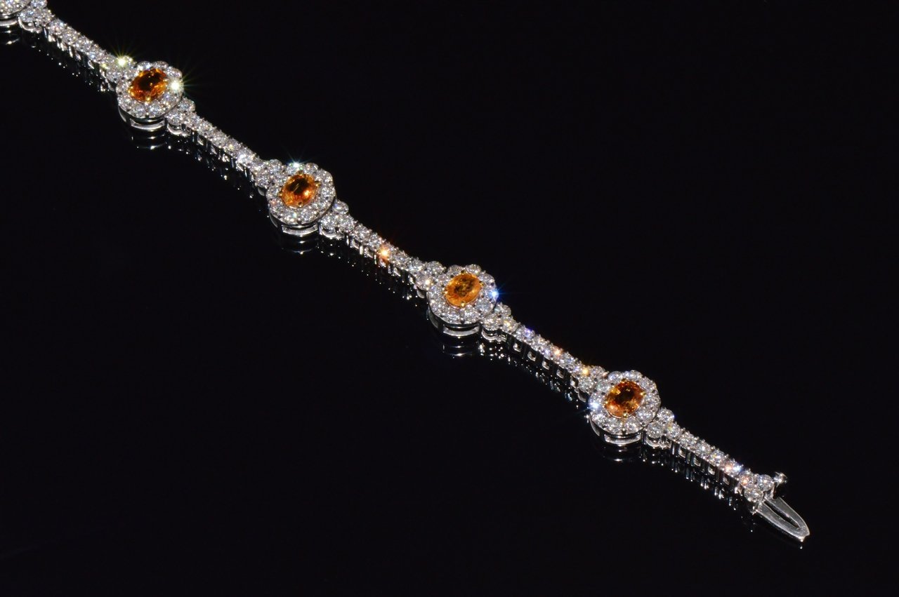 Certified Natural 8.16CTS VS F Diamond Yellow Sapphire 18K Solid Gold Tennis Stacking Bracelet