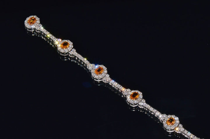 Certified Natural 8.16CTS VS F Diamond Yellow Sapphire 18K Solid Gold Tennis Stacking Bracelet