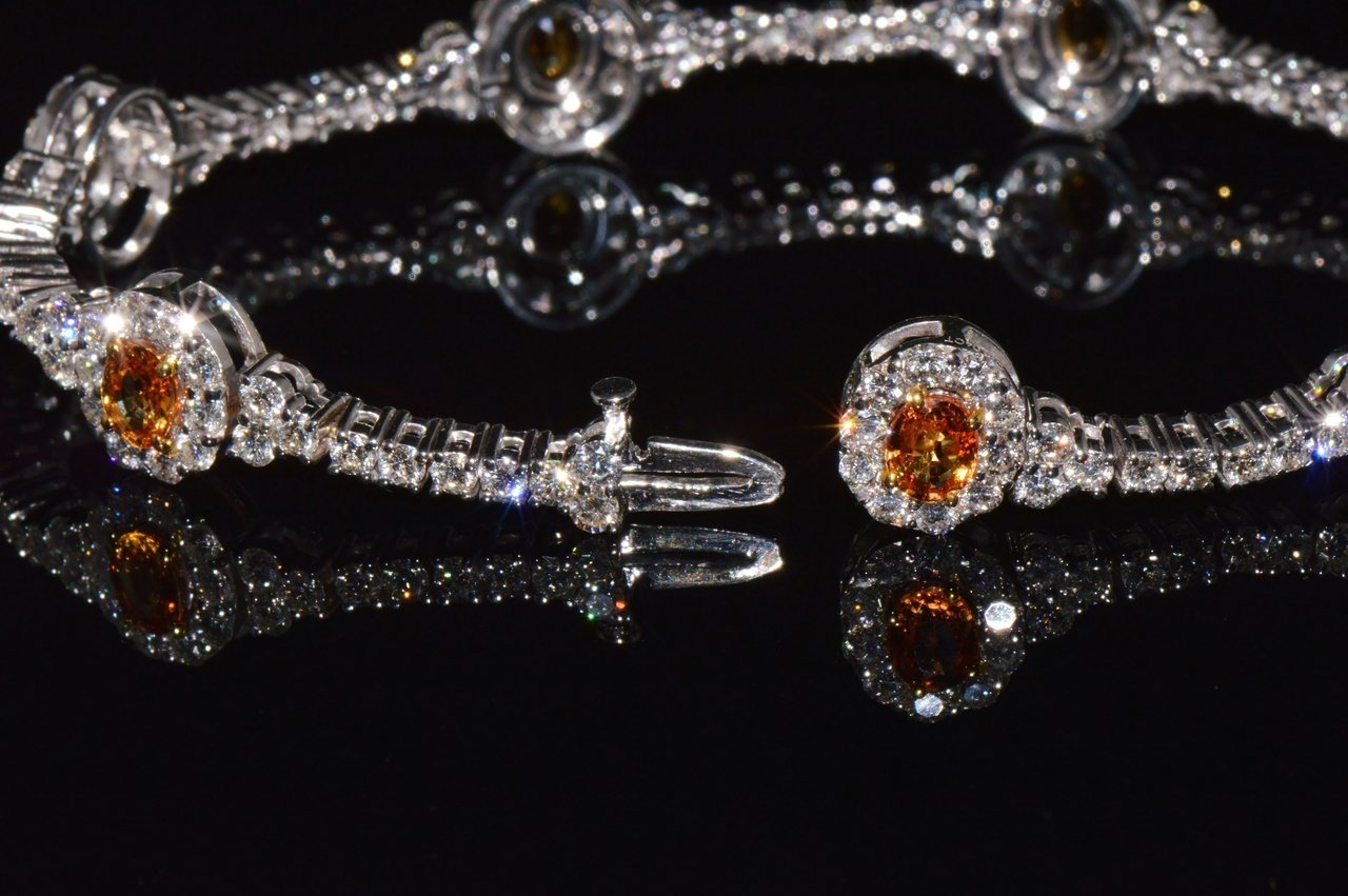 Certified Natural 8.16CTS VS F Diamond Yellow Sapphire 18K Solid Gold Tennis Stacking Bracelet