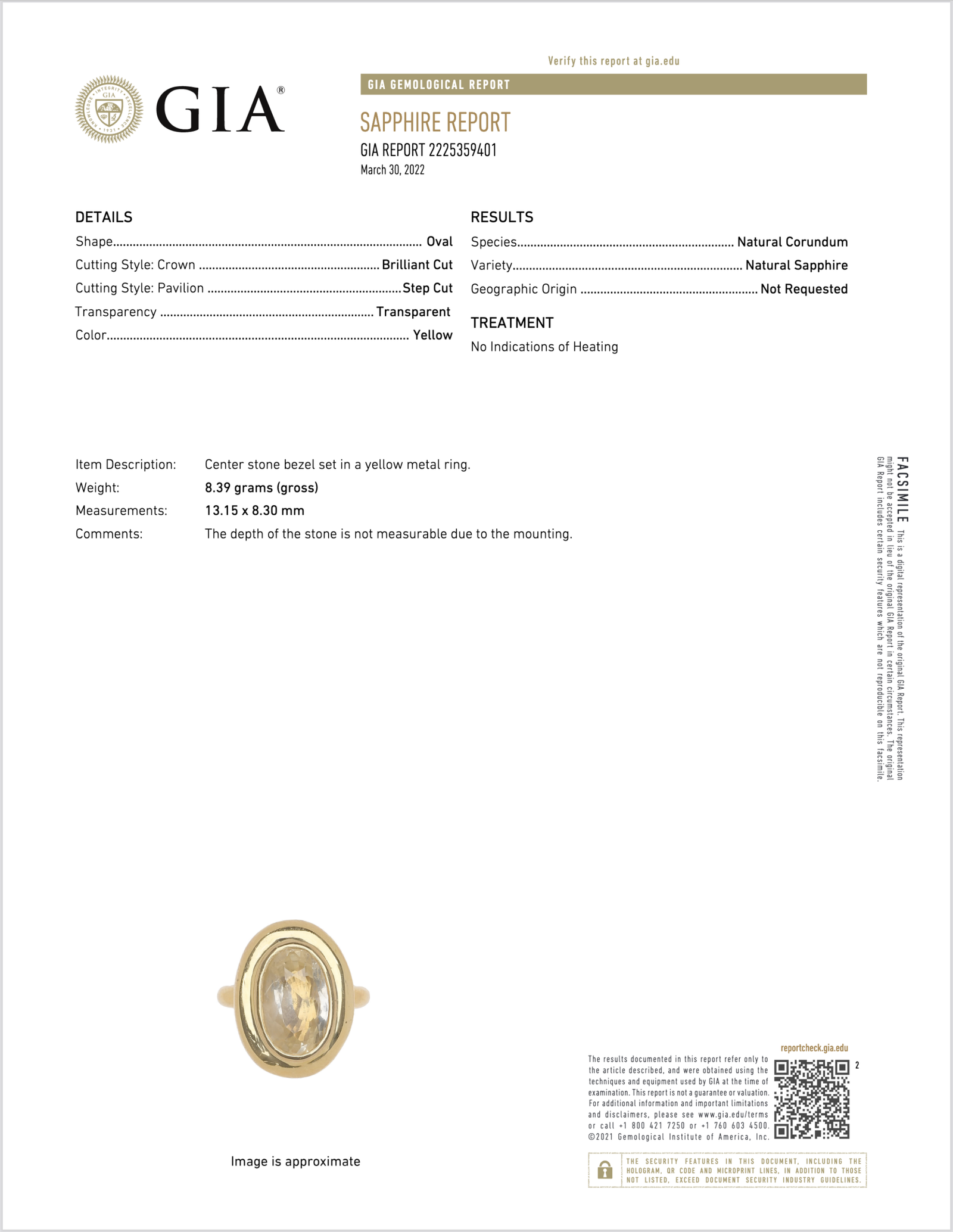 GIA Certified Natural 6.80cts Ceylon Yellow Sapphire 18K Solid Gold Bezel Dome Puff Ring