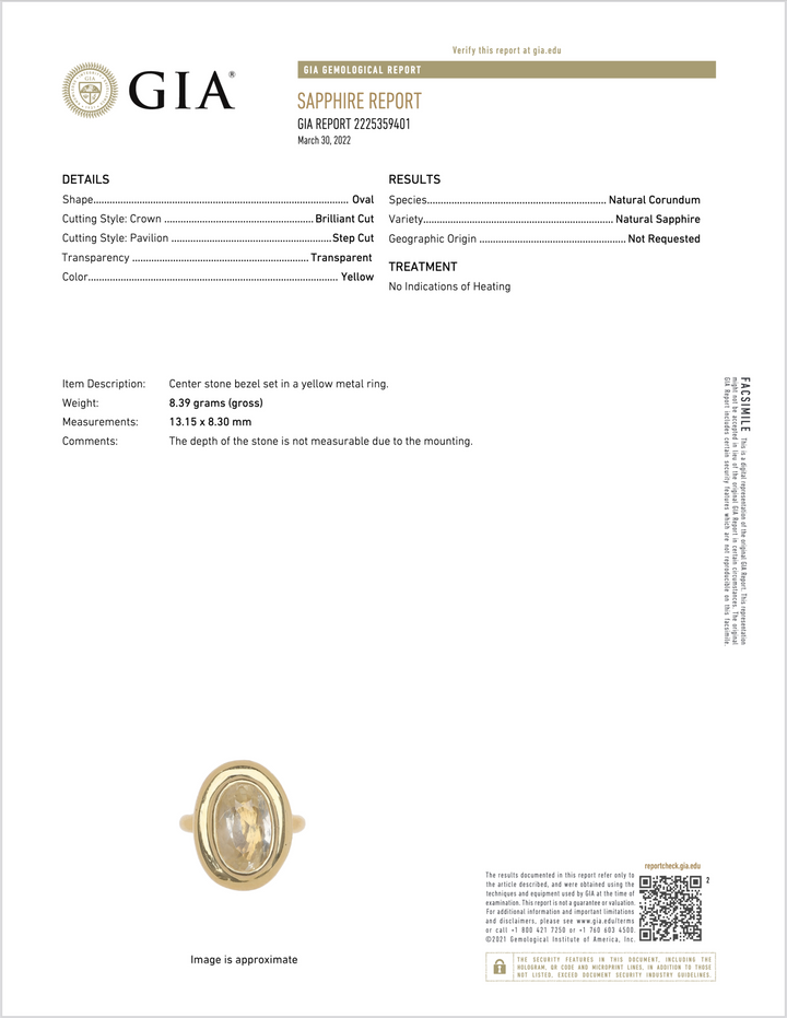 GIA Certified Natural 6.80cts Ceylon Yellow Sapphire 18K Solid Gold Bezel Dome Puff Ring