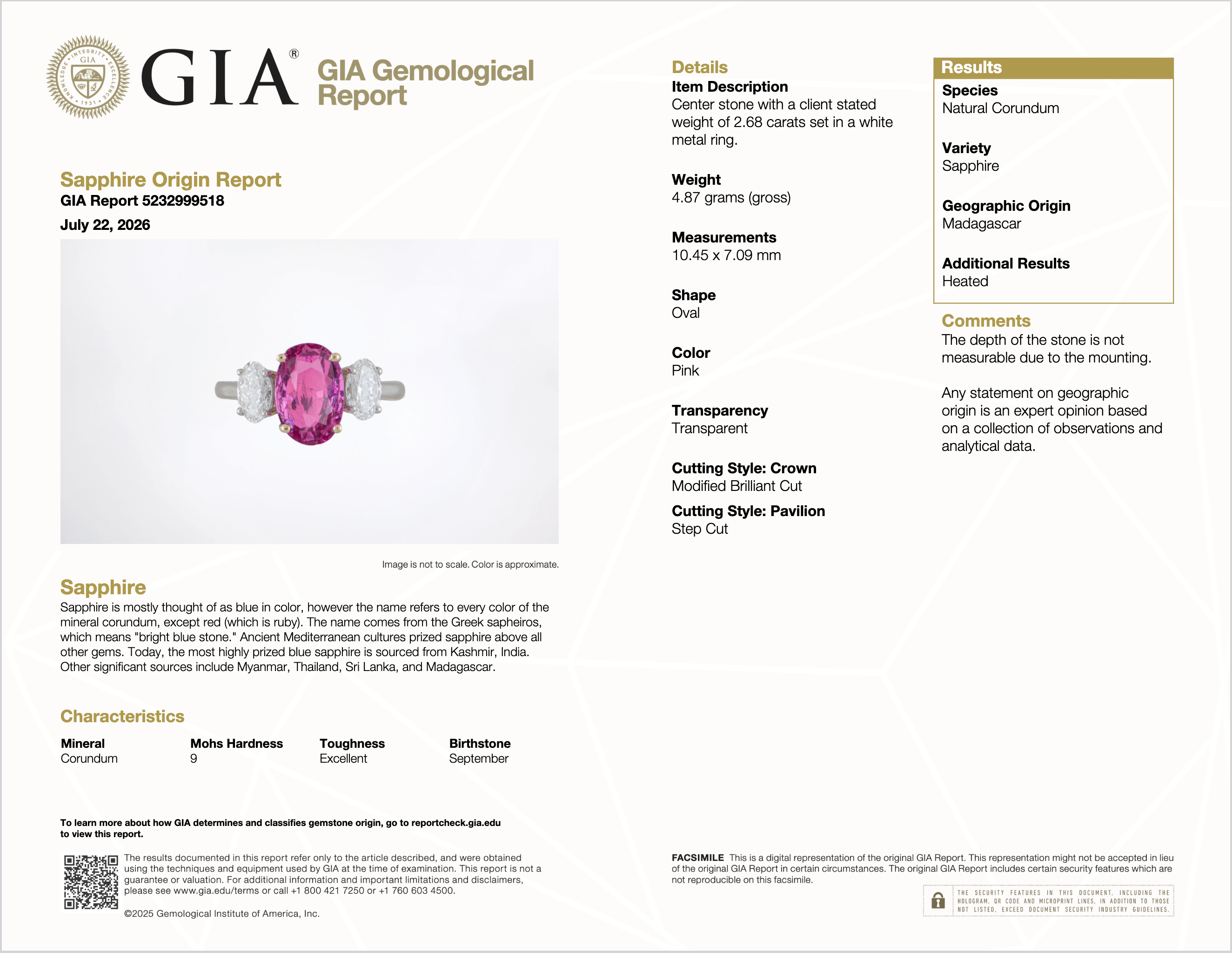 Gia Certified 3.68Ct Madagascar Pink Sapphire E VVS Diamond Solid 950 Platinum 18k Gold Ring