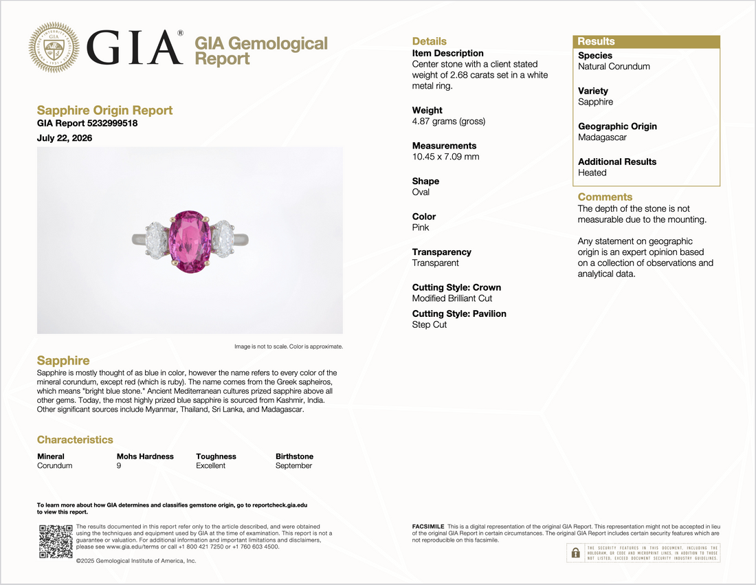 Gia Certified 3.68Ct Madagascar Pink Sapphire E VVS Diamond Solid 950 Platinum 18k Gold Ring